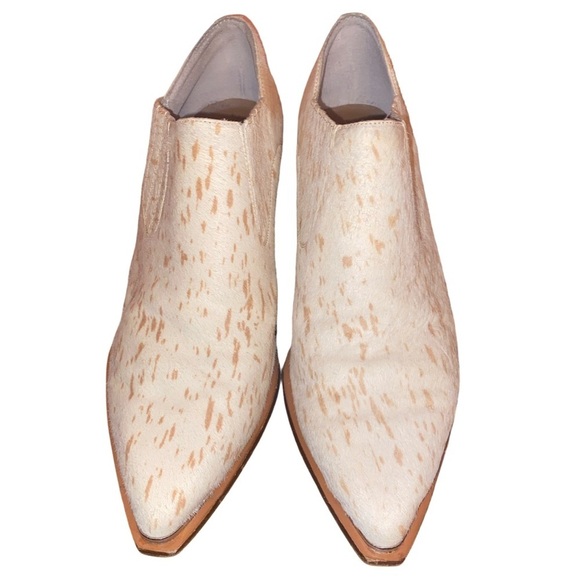 DOLCE VITA Sloan Calf Hair Western Style Leather Ankle Bootie Cream/Tan Size 9 - Picture 3 of 9